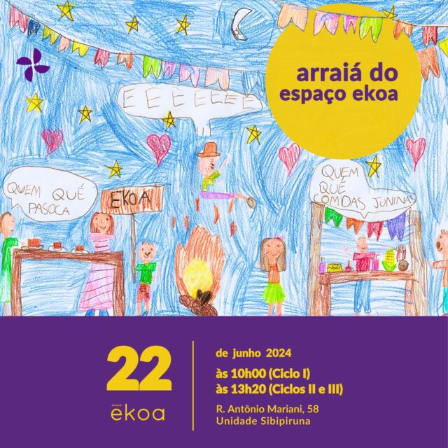 No dia 22 de junho, prepare-se para o Arraiá do Espaço Ekoa!

Cada família da comunidade ekoa terá direito a dois ingressos e deverá trazer em troca um quilo de arroz e/ou de feijão (entre os dias 05/06 e 21/06) para cada ingresso. Os alimentos arrecadados serão doados ao Projeto @tonkiri_voa.

Para as famílias que quiserem adquirir mais ingressos, entrem em contato através do número (11) 3727-2700.